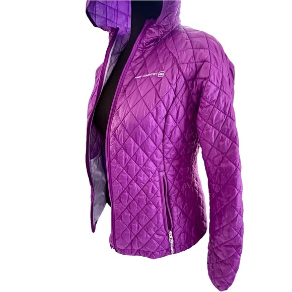Free Country Quilted Puffer Jacket With Hood Women's Medium Purple Lightweight - Picture 2 of 11